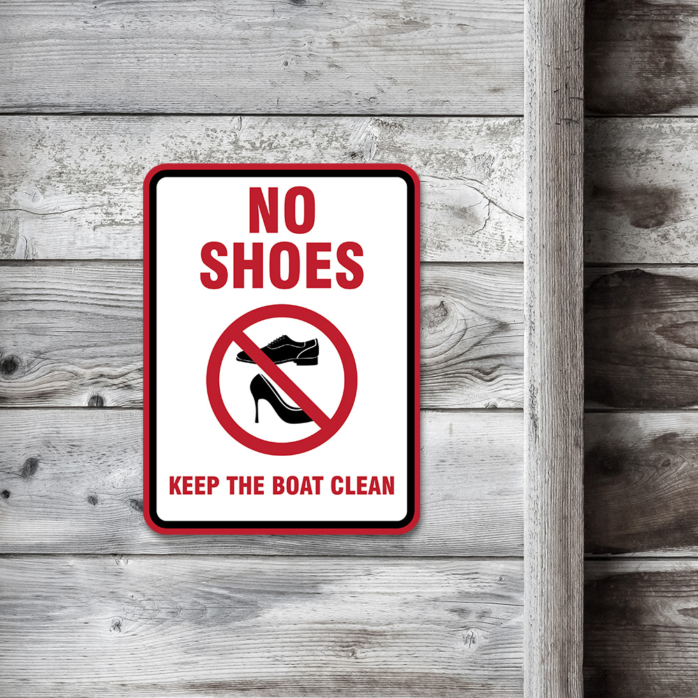 Portrait Round Plus No Shoes Keep the Boat Clean Wall or Door Sign - Picture 11 of 28