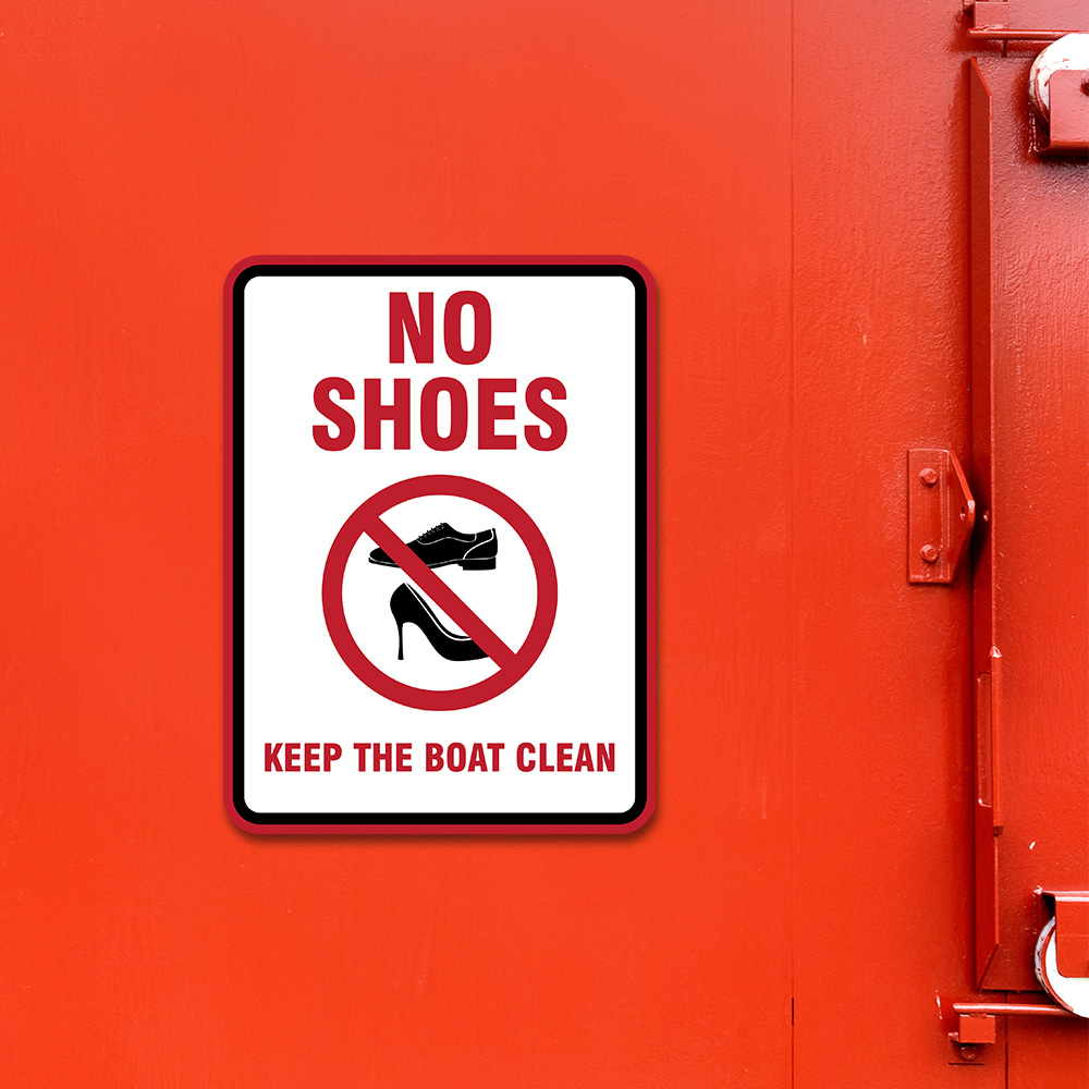 Portrait Round Plus No Shoes Keep the Boat Clean Wall or Door Sign - Picture 24 of 28