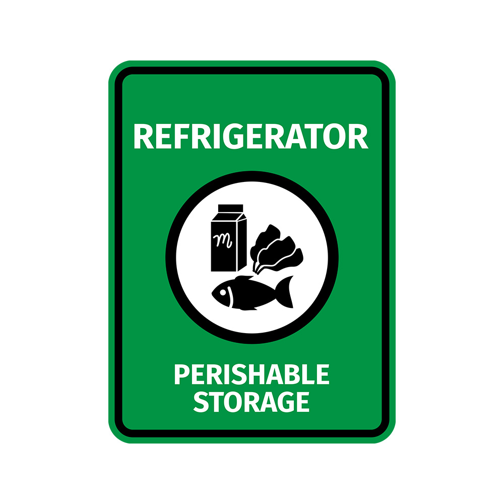 Portrait Round Plus Refrigerator Perishable Storage Door or Wall Sign