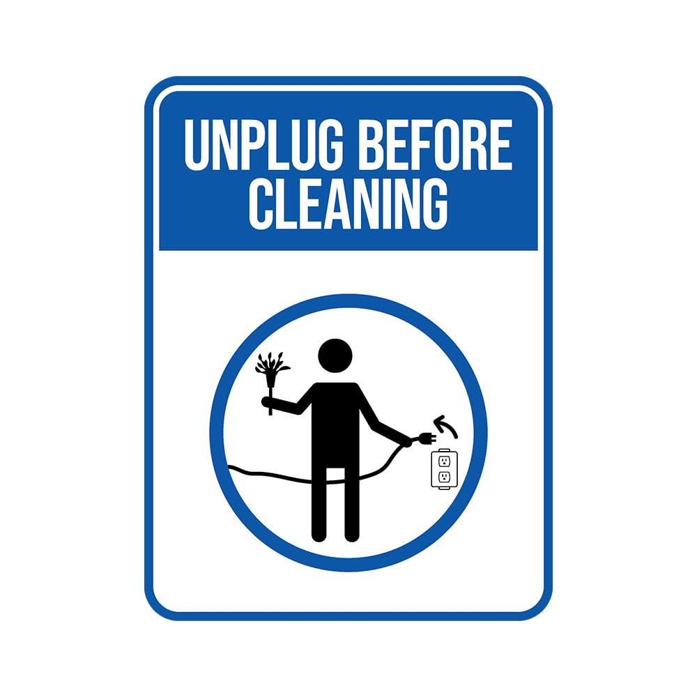 Portrait Round Plus Unplug Before Cleaning Door or Wall Sign
