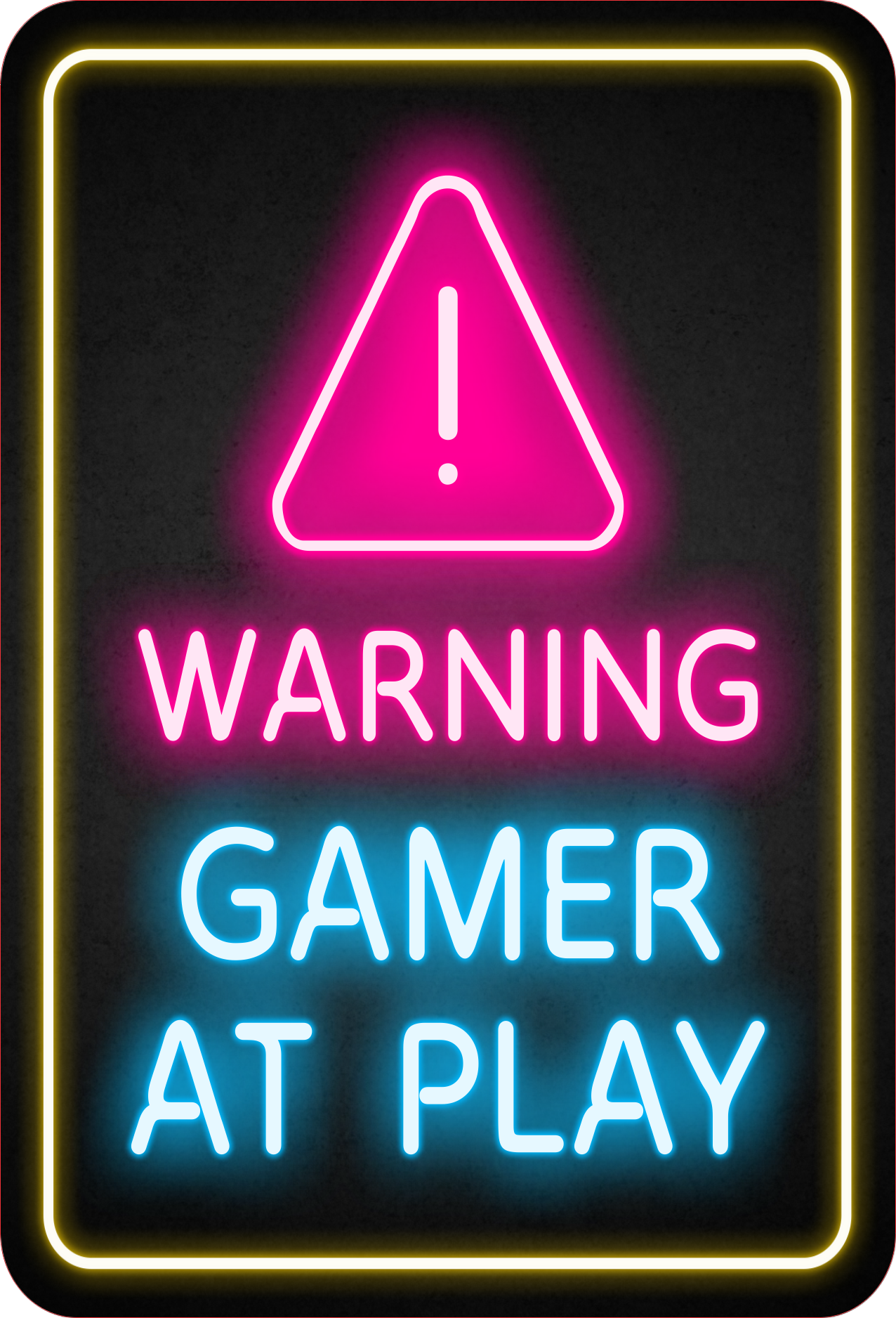 Portrait Round Plus Warning: Gamer at Play Wall or Door Sign
