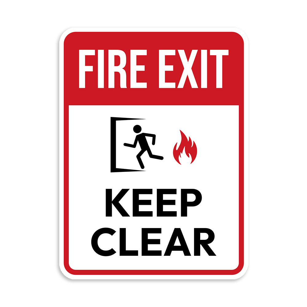 Portrait Round Plus Fire Exit – Keep Clear Wall or Door Sign