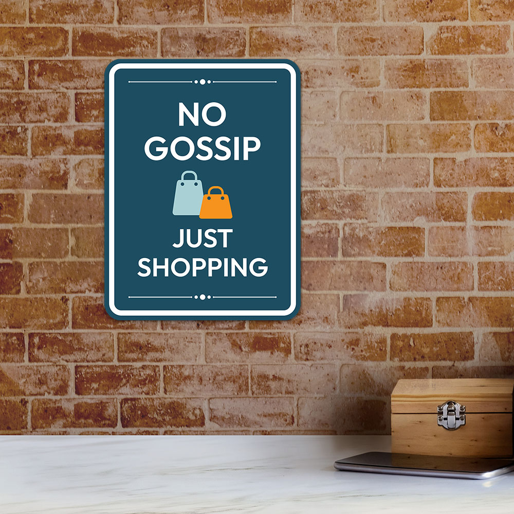Portrait Round Plus No Gossip Just Shopping Wall or Door Sign | Public Shop/Cafe - Produktbild 4