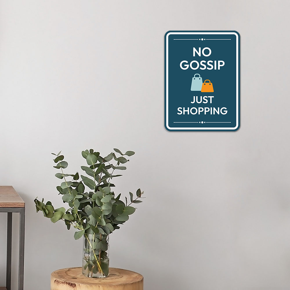 Portrait Round Plus No Gossip Just Shopping Wall or Door Sign | Public Shop/Cafe - Produktbild 5