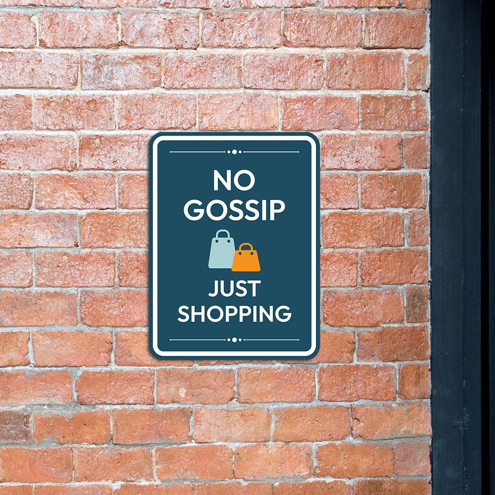 Portrait Round Plus No Gossip Just Shopping Wall or Door Sign | Public Shop/Cafe - Produktbild 2