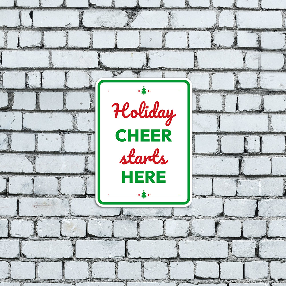 Portrait Round Plus Holiday Cheer Starts Here Wall or Door Sign - Produktbild 1