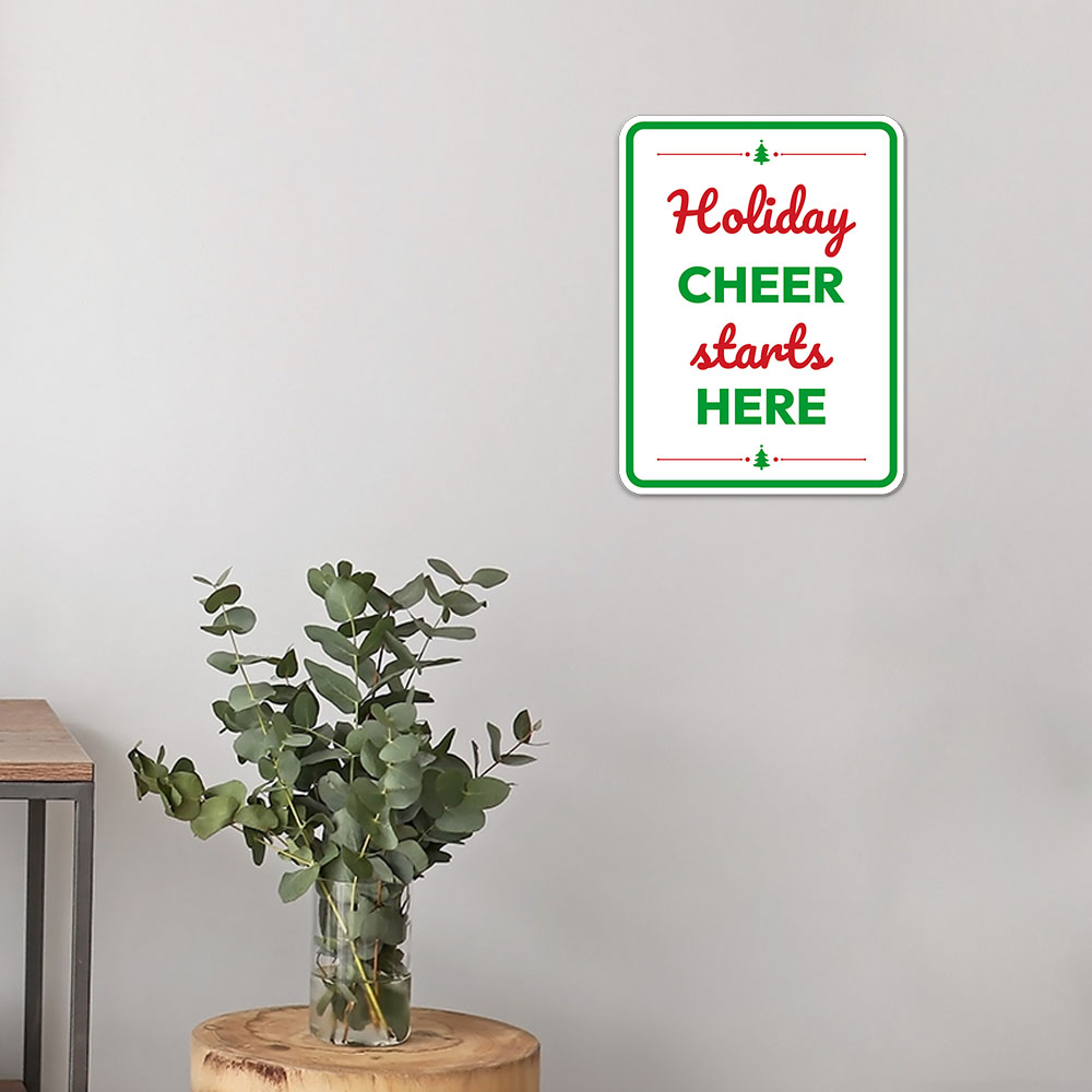 Portrait Round Plus Holiday Cheer Starts Here Wall or Door Sign - Produktbild 5