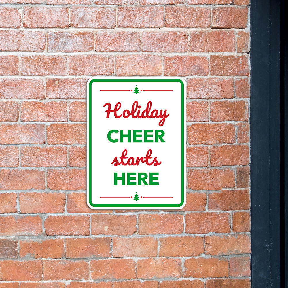 Portrait Round Plus Holiday Cheer Starts Here Wall or Door Sign - Produktbild 2
