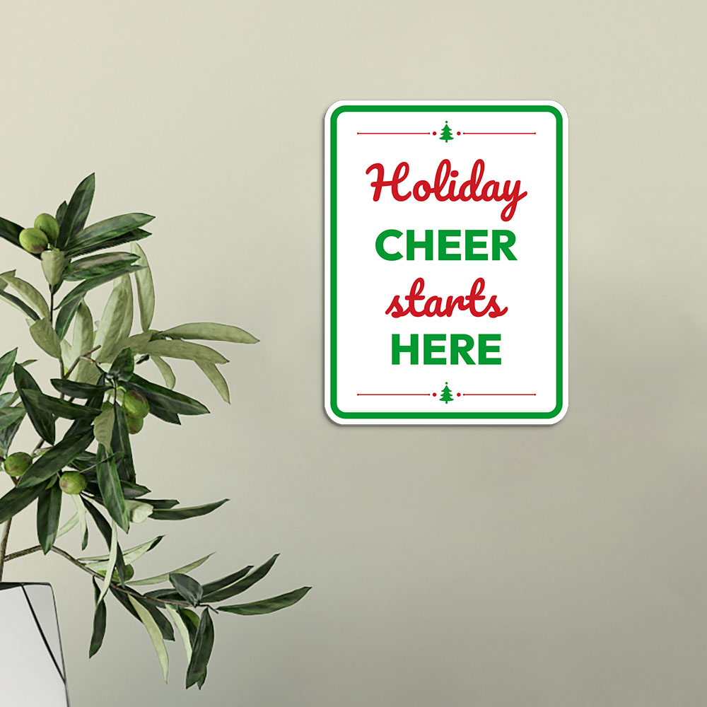 Portrait Round Plus Holiday Cheer Starts Here Wall or Door Sign - Produktbild 3