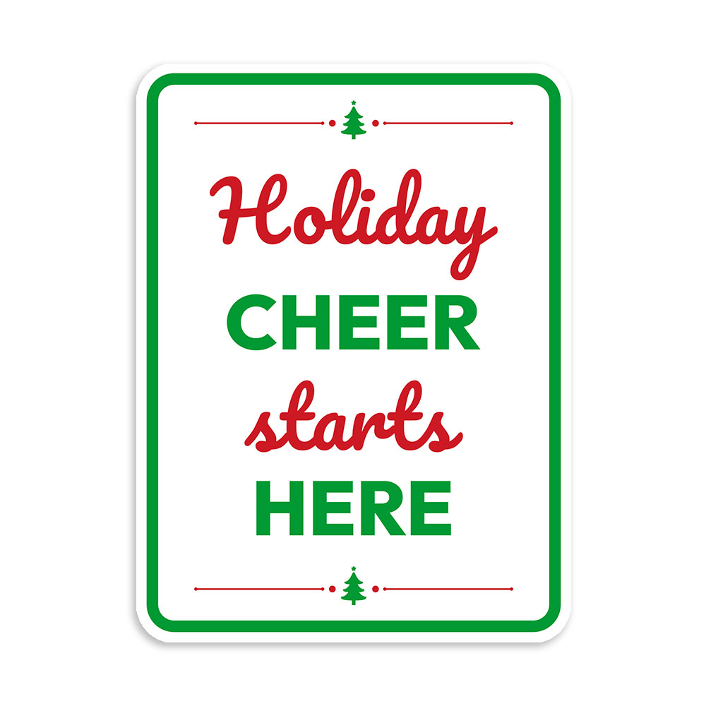 Portrait Round Plus Holiday Cheer Starts Here Wall or Door Sign