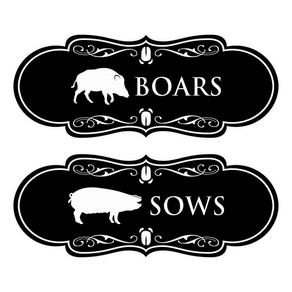 Designer Boars and Sows, Novelty Restroom (Set of 2) Wall or Door Signs