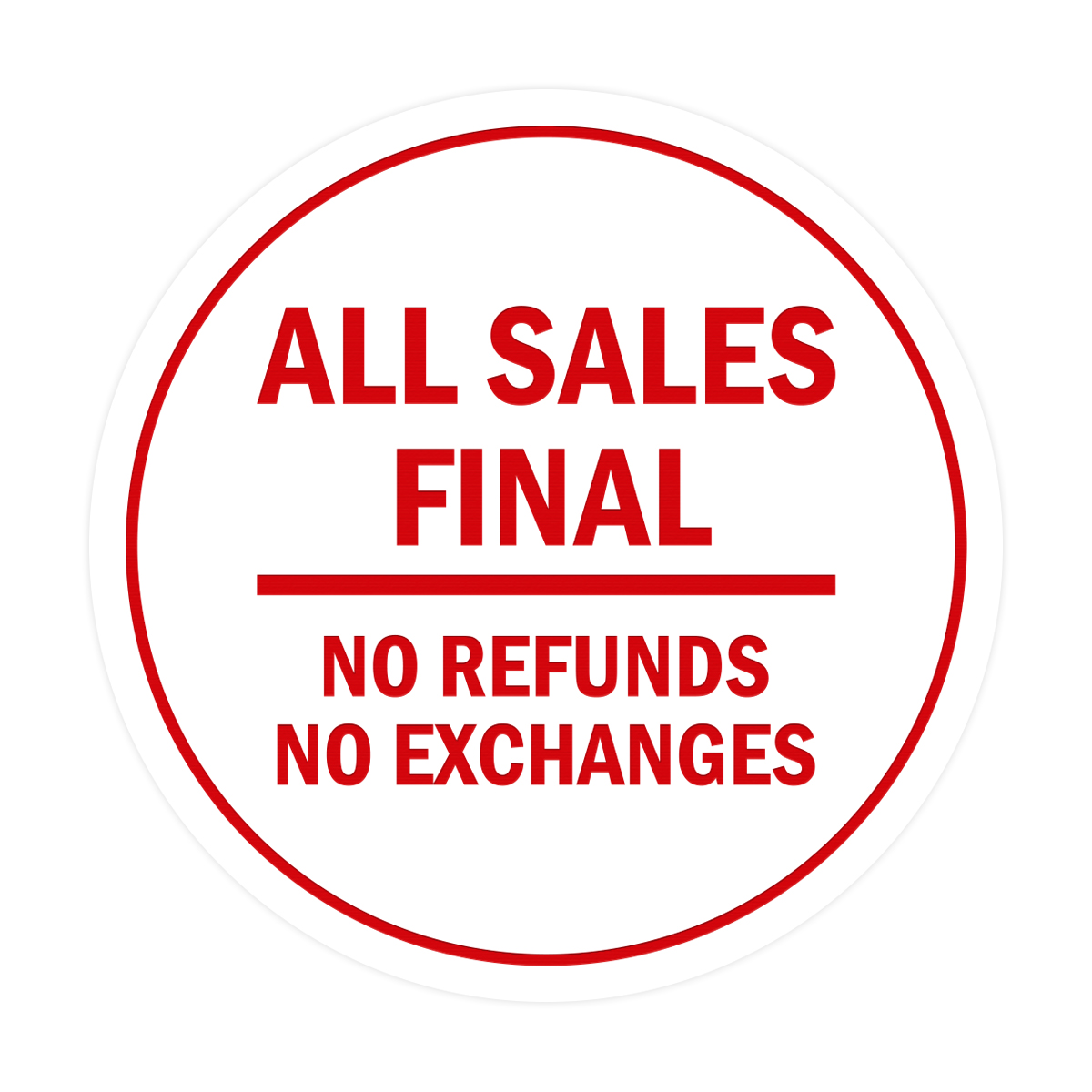 Circle All Sales Final No Refunds No Exchanges Sign | eBay display picture 1