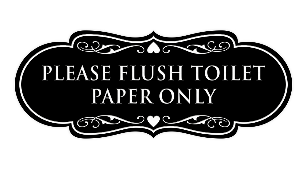 Designer Please Flush Toilet Paper Only Wall or Door Sign