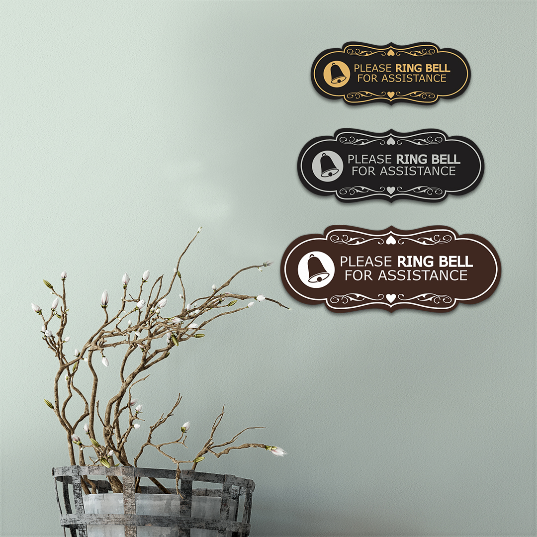 Designer Please Ring Bell for Assistance (Classic Bell) Wall or Door Sign - Picture 16 of 54