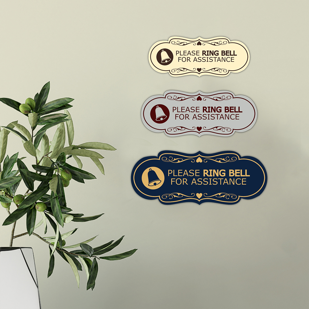 Designer Please Ring Bell for Assistance (Classic Bell) Wall or Door Sign - Picture 22 of 54