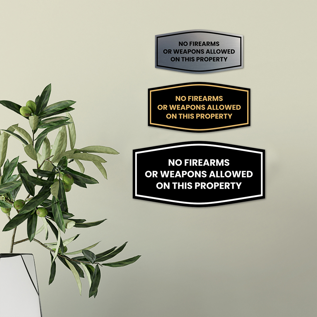 Fancy No Firearms or Weapons Allowed on this Property Wall or Door Sign - Picture 14 of 45