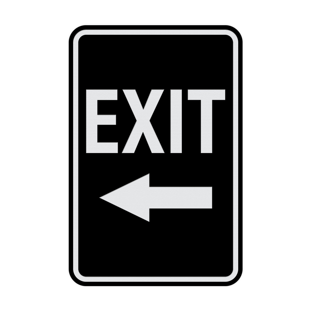 Portrait Round Exit Left Arrow Sign