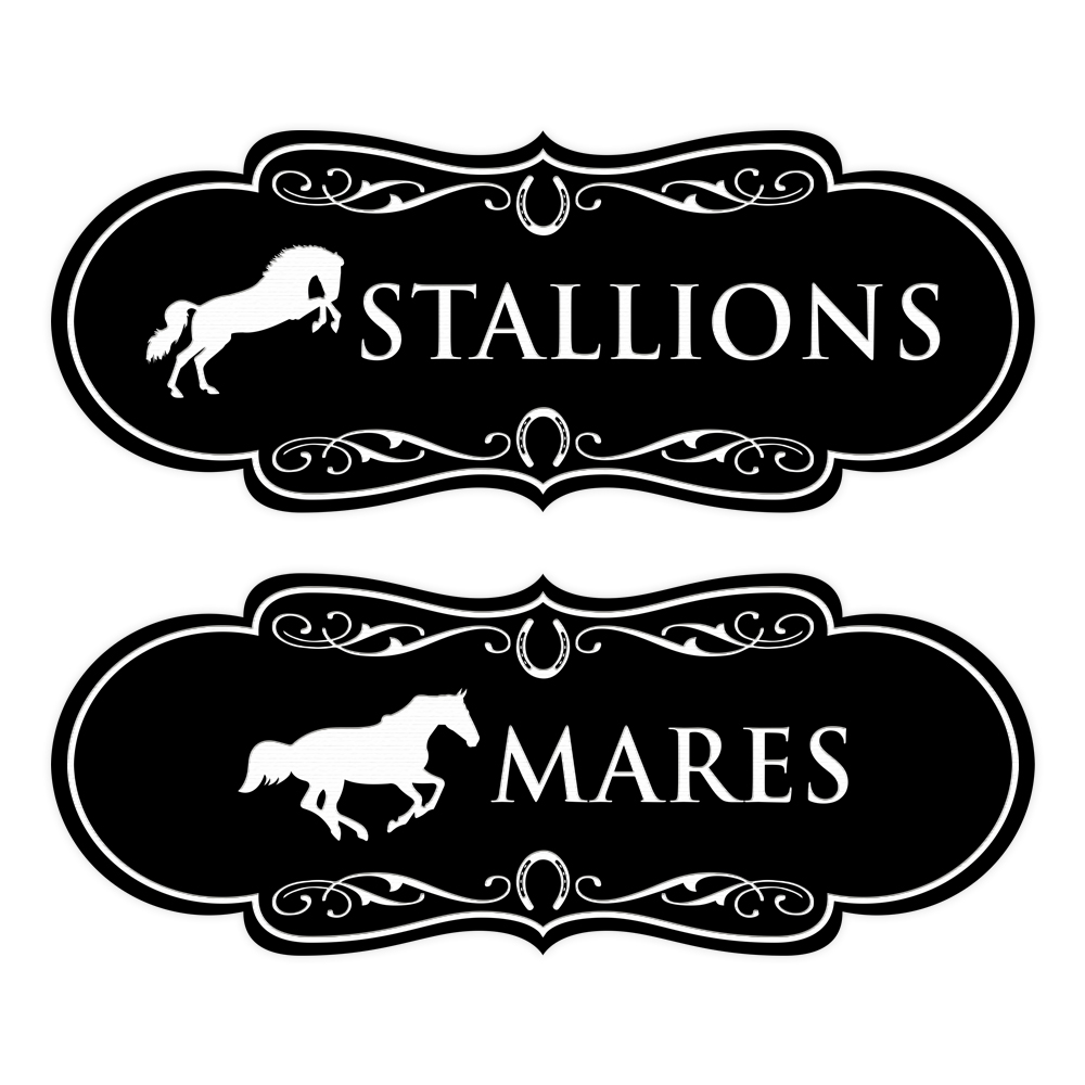 Designer Stallions and Mares, Restroom Wall or Door Signs (Set of 2)