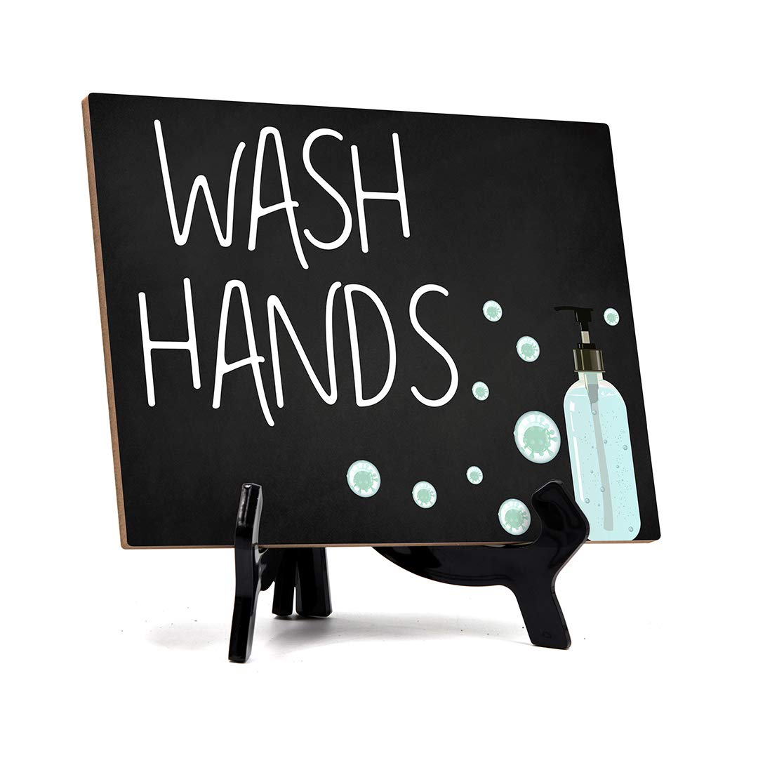 Signs ByLITA Wash Hands, Hygiene Table Sign, 6″ x 8″