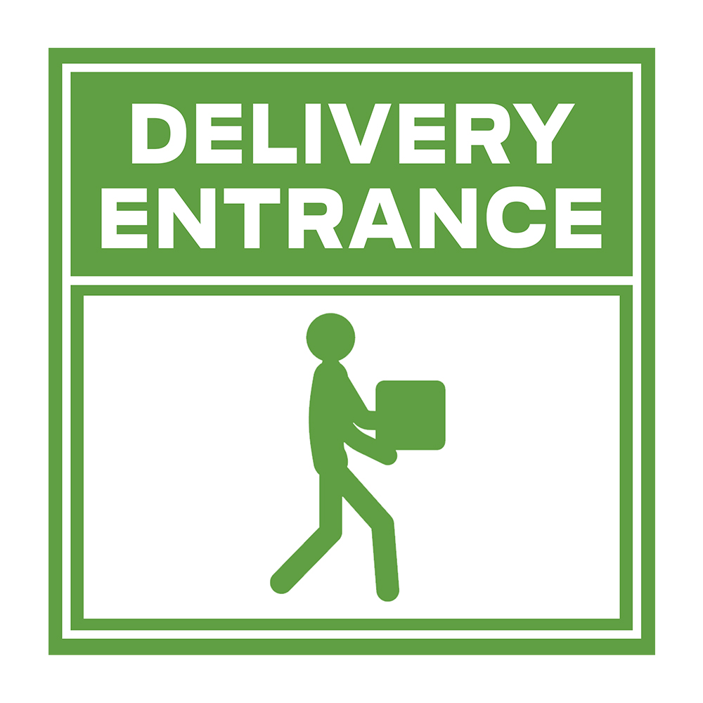 Square Plus Delivery Entrance Wall or Door Sign | Health & Safety