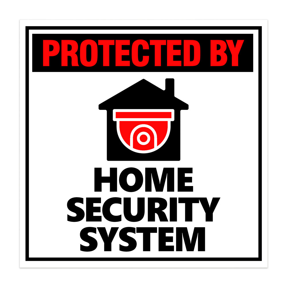 Square Plus Protected By Home Security System Door or Wall Sign