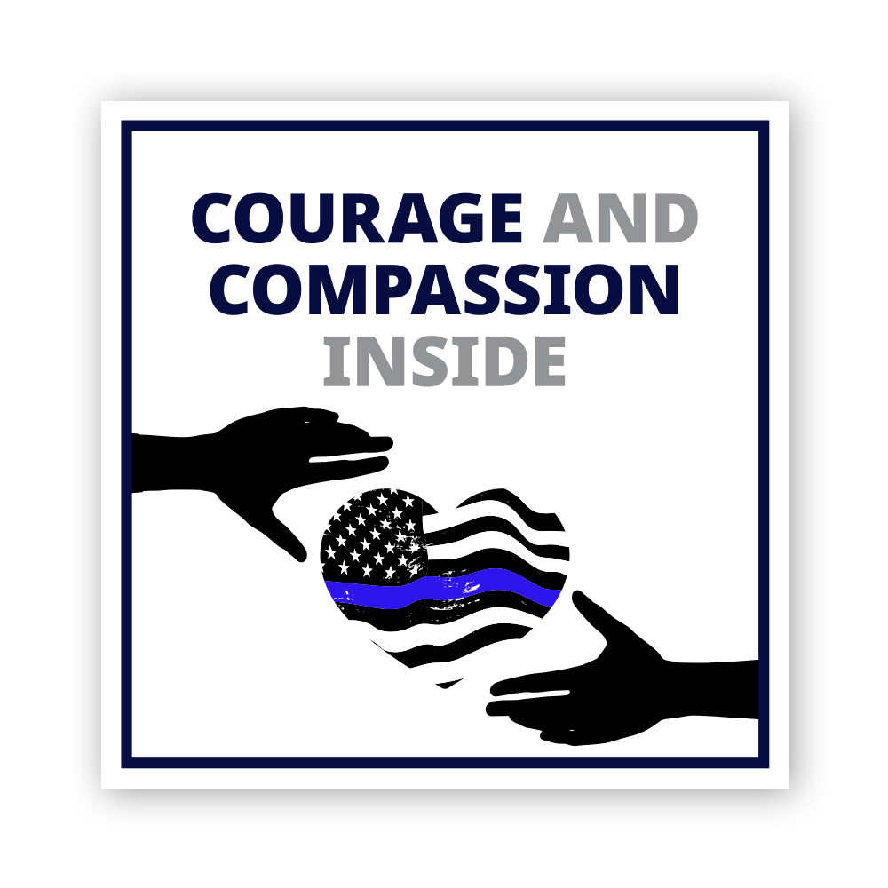 Square Plus Courage and Compassion Inside Wall or Door Sign