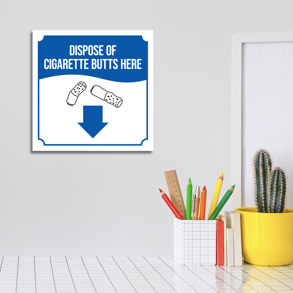dispose cigarette ends Notice: Designated Smoking Area - of Butts Properly Landscape Ashtray Container Used Place Dispose