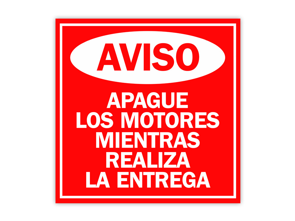 Square Plus Aviso: Apague Los Motores Mientras Realiza La Entrega Sign