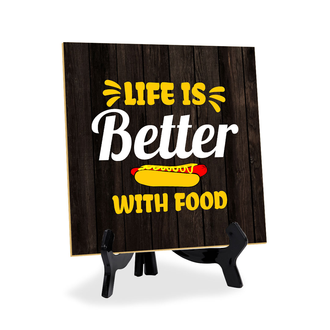Novelty Food and Cooking 5″x 5″ Square Table Sign With Acrylic Easel