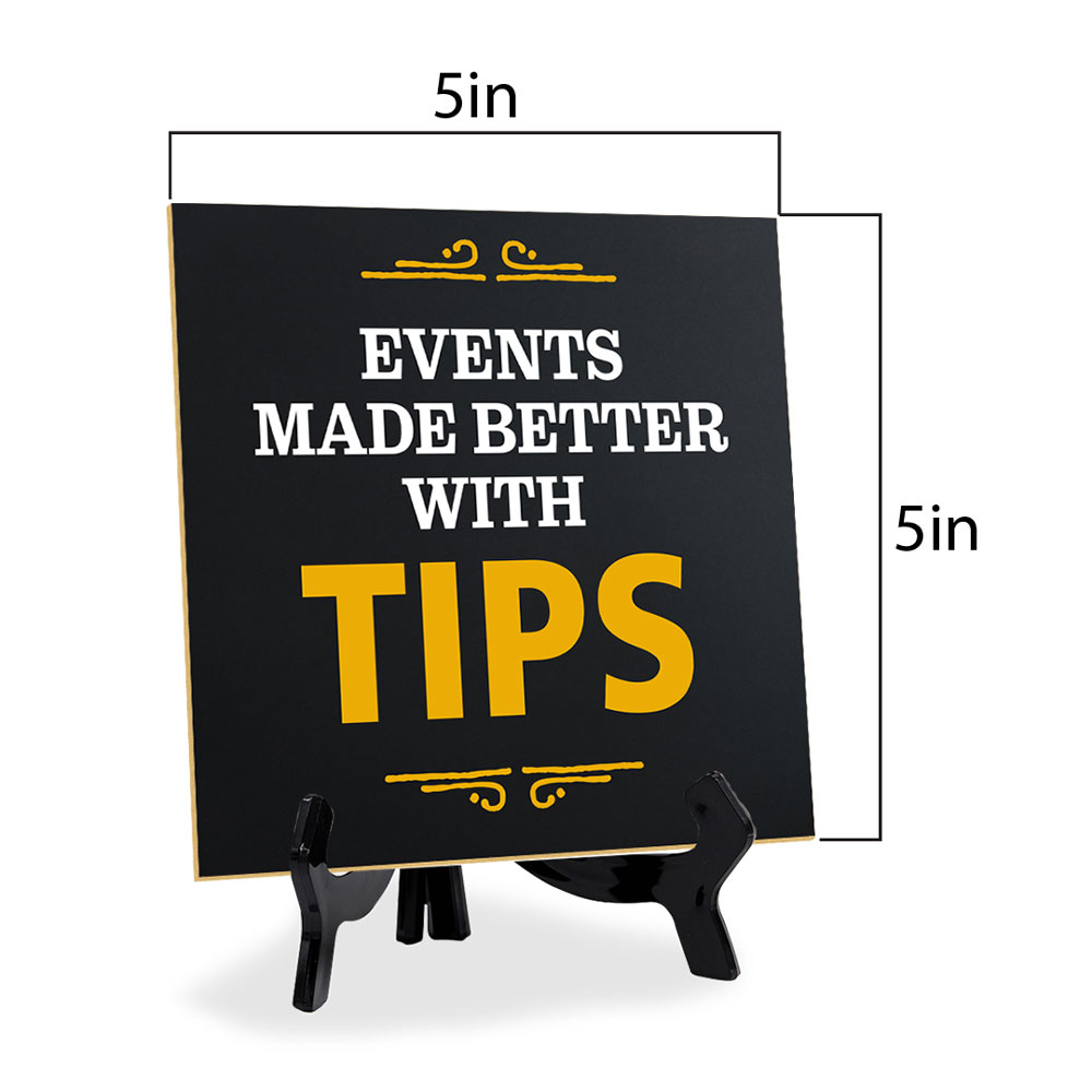 Tips Signage 5"x 5" Square Table Sign With Acrylic Easel
