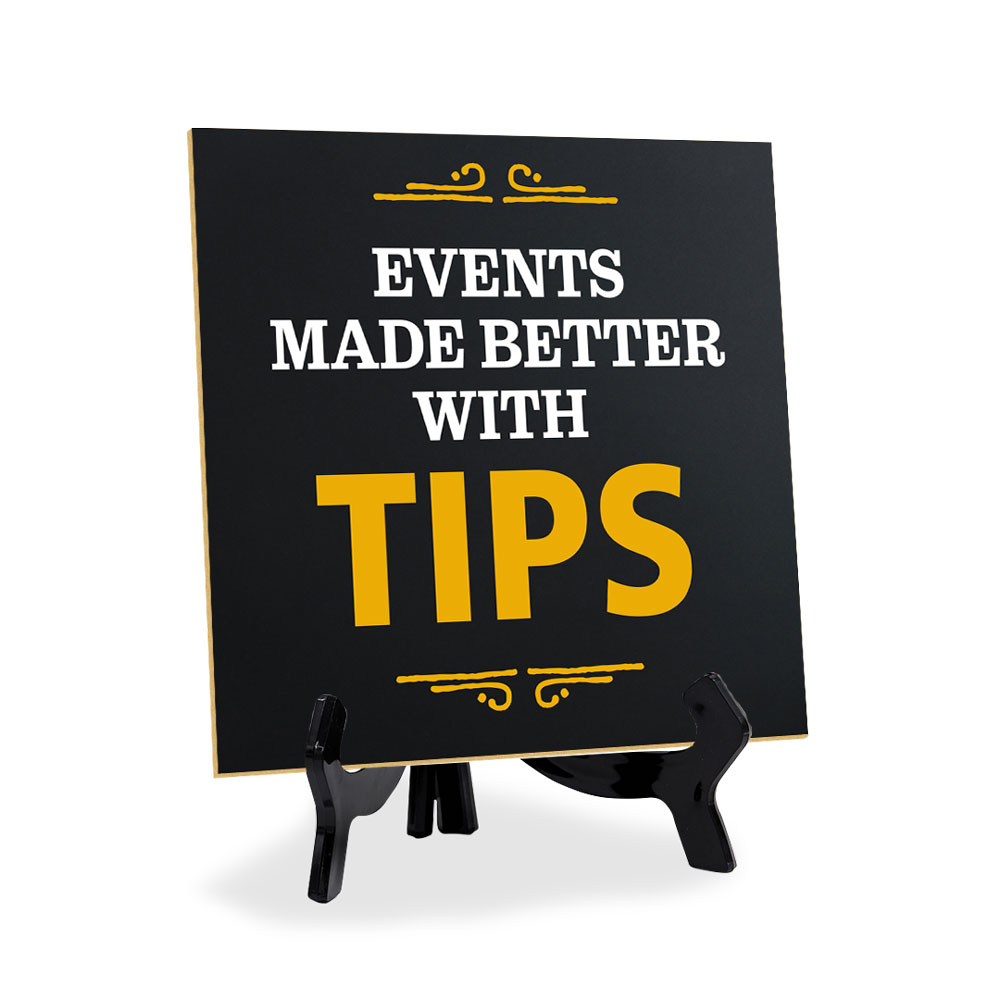 Tips Signage 5"x 5" Square Table Sign With Acrylic Easel