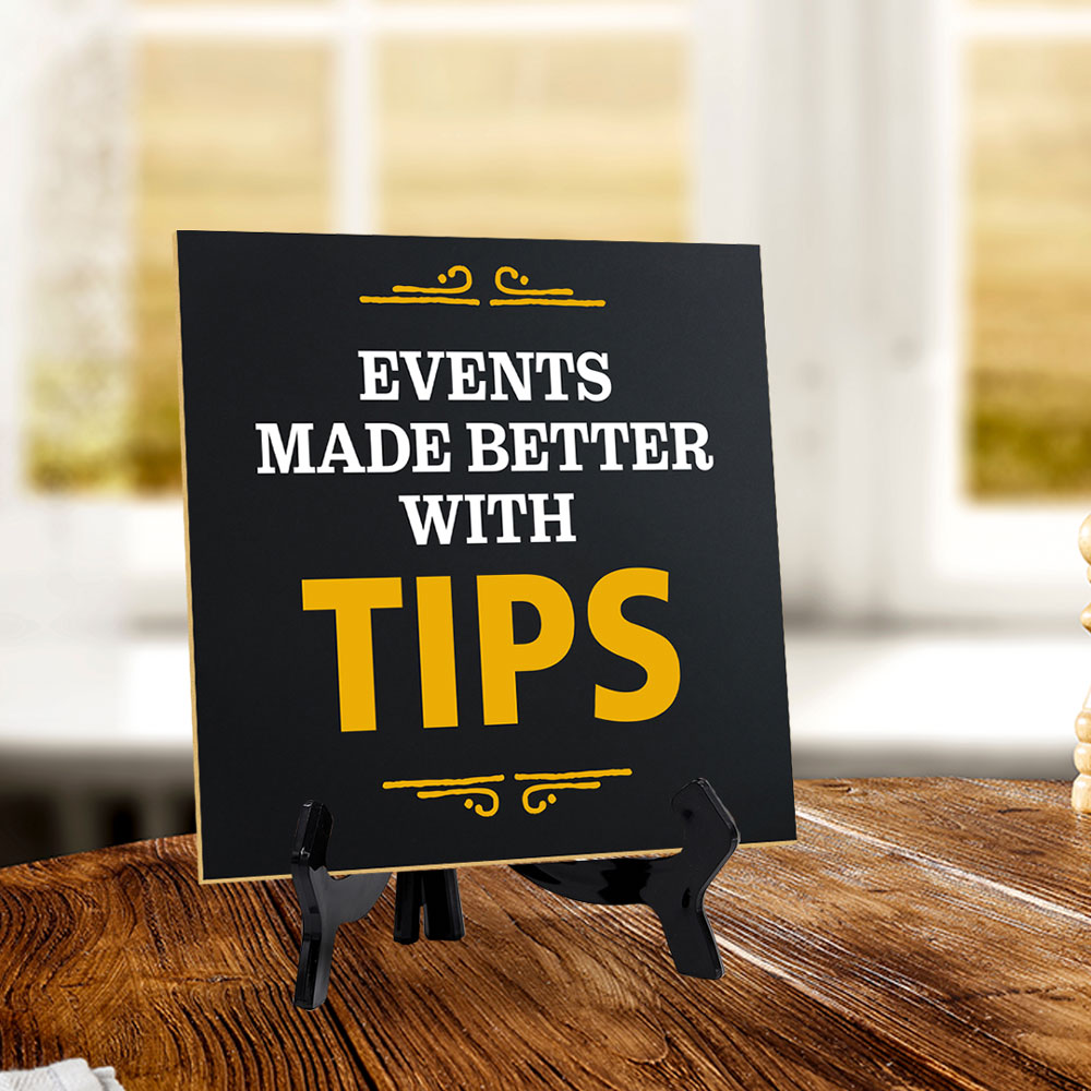 Tips Signage 5"x 5" Square Table Sign With Acrylic Easel