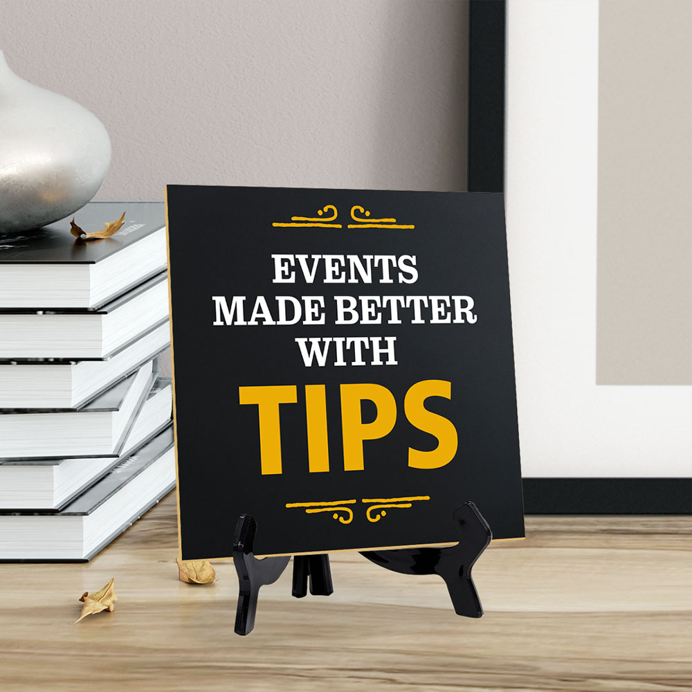 Tips Signage 5"x 5" Square Table Sign With Acrylic Easel