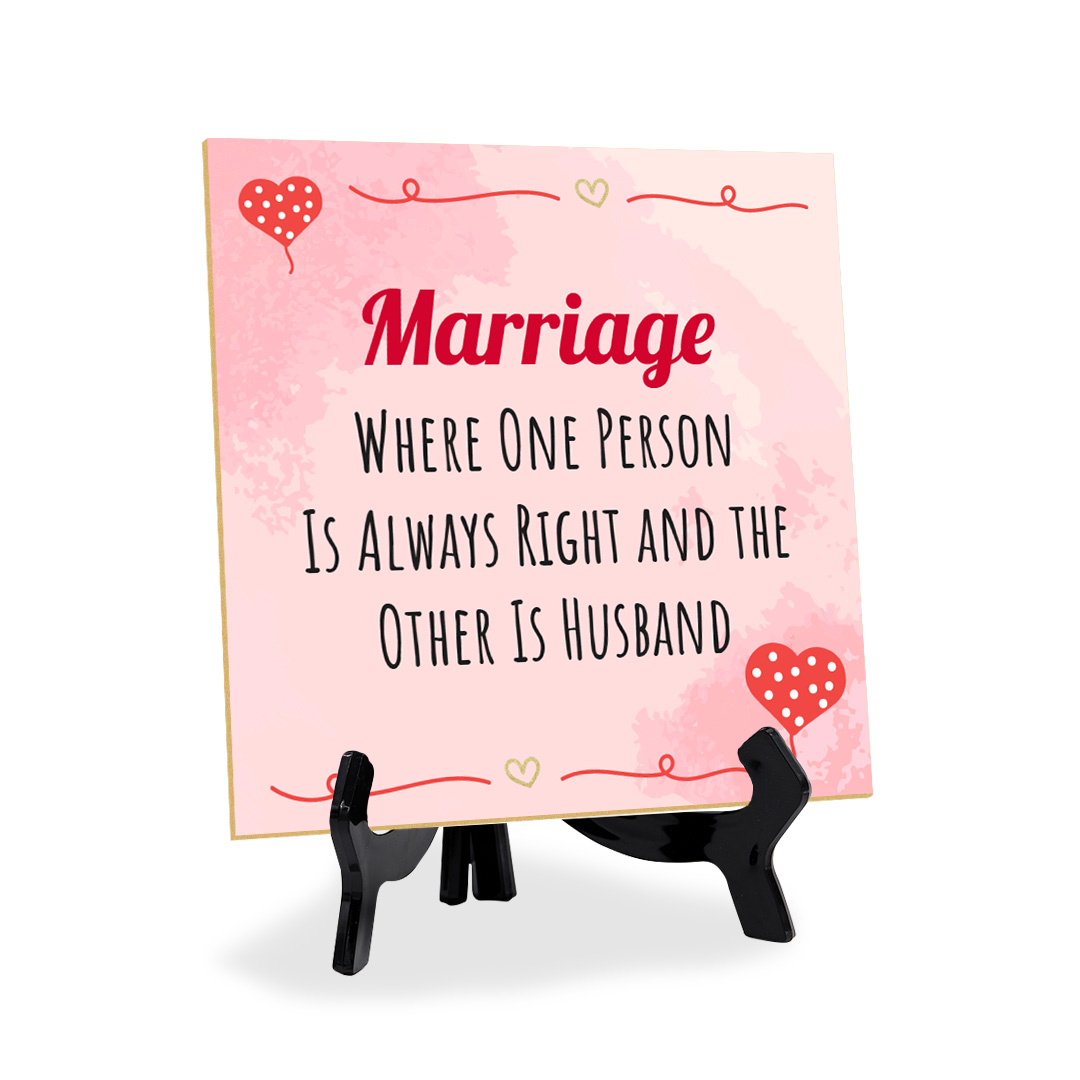 Funny Couples Home Decor 5″x 5″ Square Table Sign With Acrylic Easel