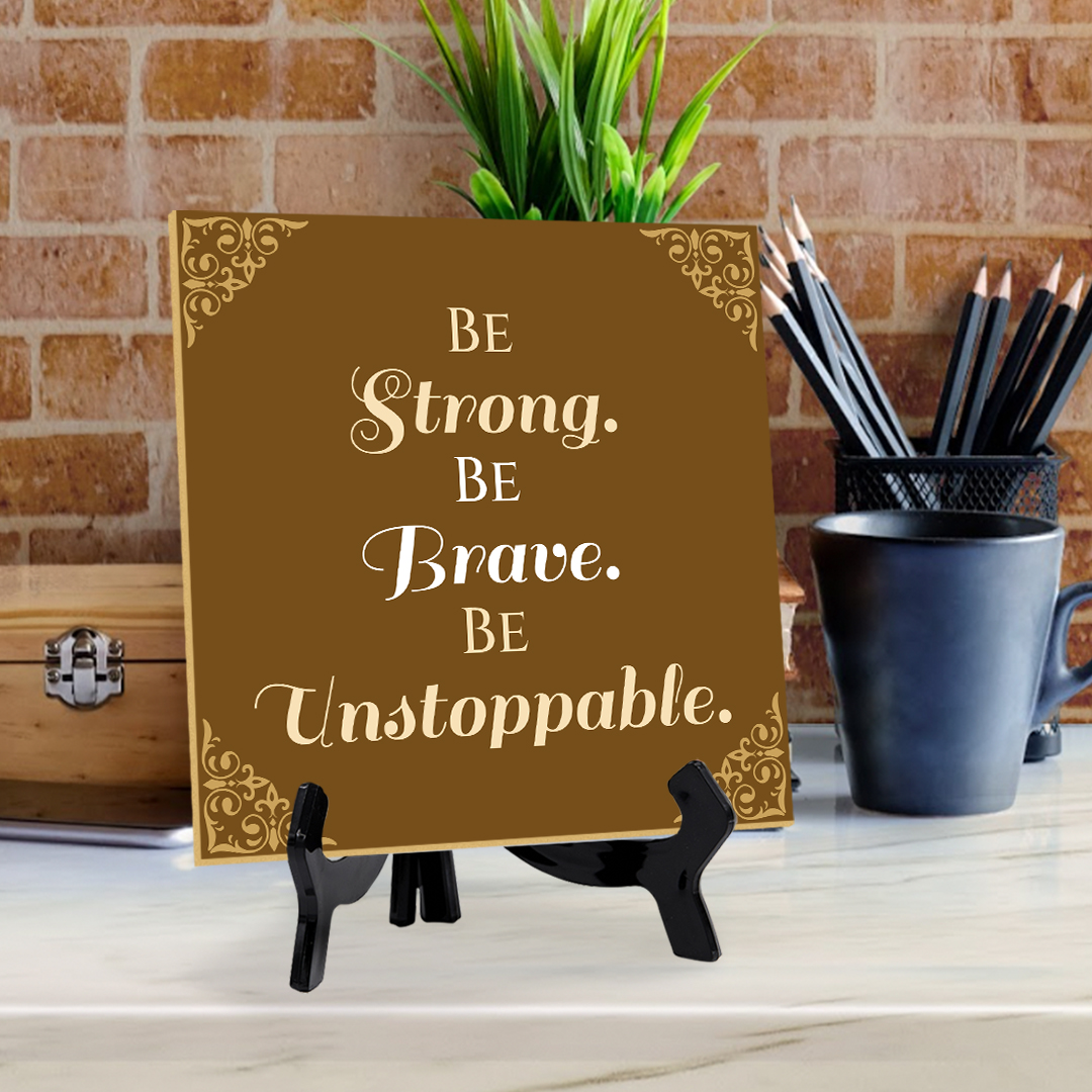 Motivations- & Sportdekoration 5"x 5" quadratisches Tischschild mit Acrylstaffelei - Bild 138 von 147