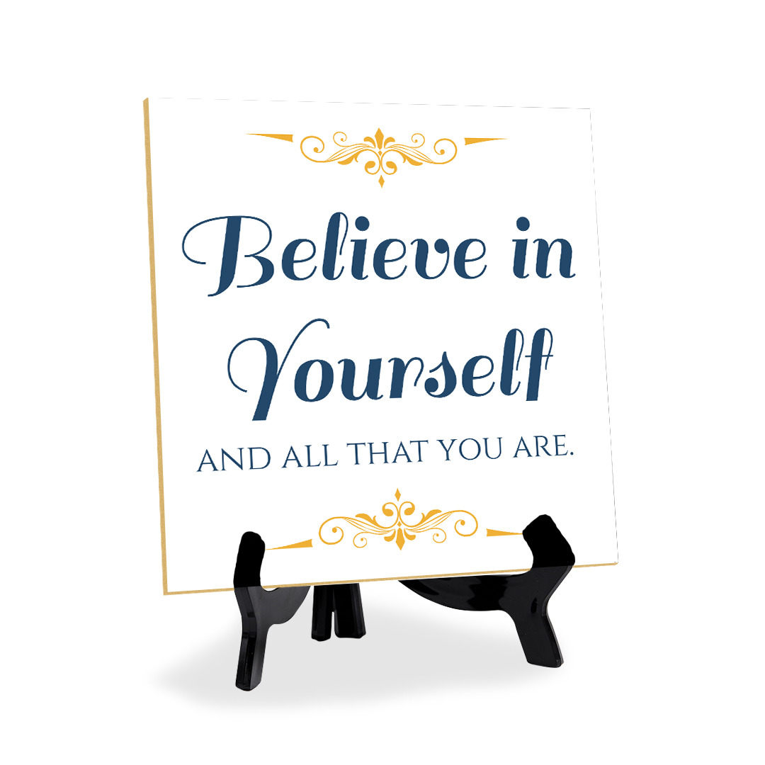 Motivations- & Sportdekoration 5"x 5" quadratisches Tischschild mit Acrylstaffelei - Bild 50 von 147