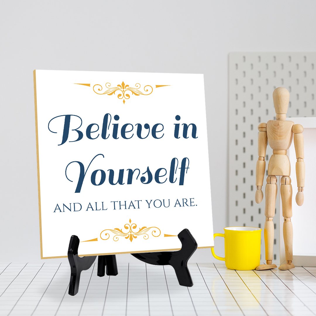 Motivations- & Sportdekoration 5"x 5" quadratisches Tischschild mit Acrylstaffelei - Bild 52 von 147