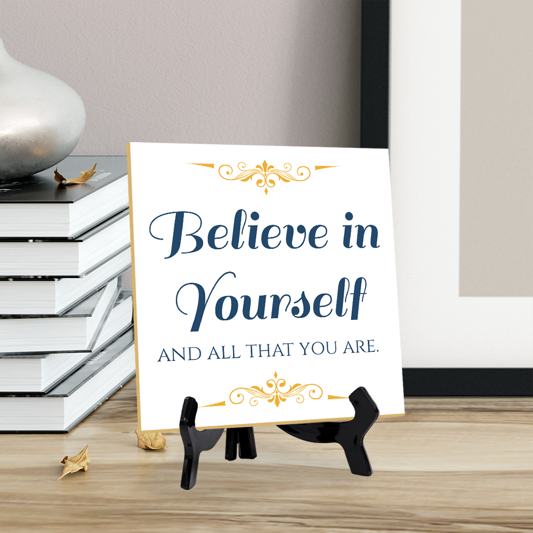Motivations- & Sportdekoration 5"x 5" quadratisches Tischschild mit Acrylstaffelei - Bild 53 von 147