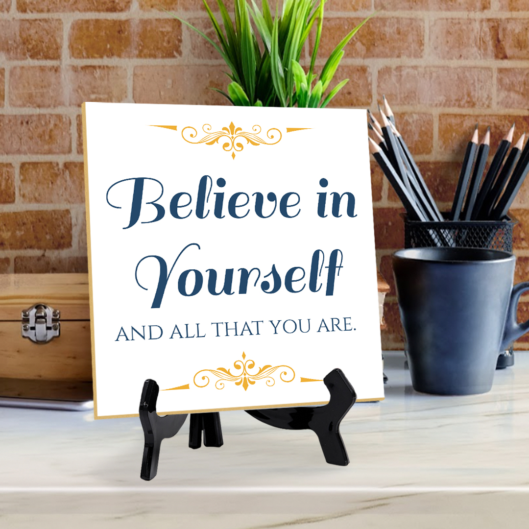 Motivations- & Sportdekoration 5"x 5" quadratisches Tischschild mit Acrylstaffelei - Bild 54 von 147