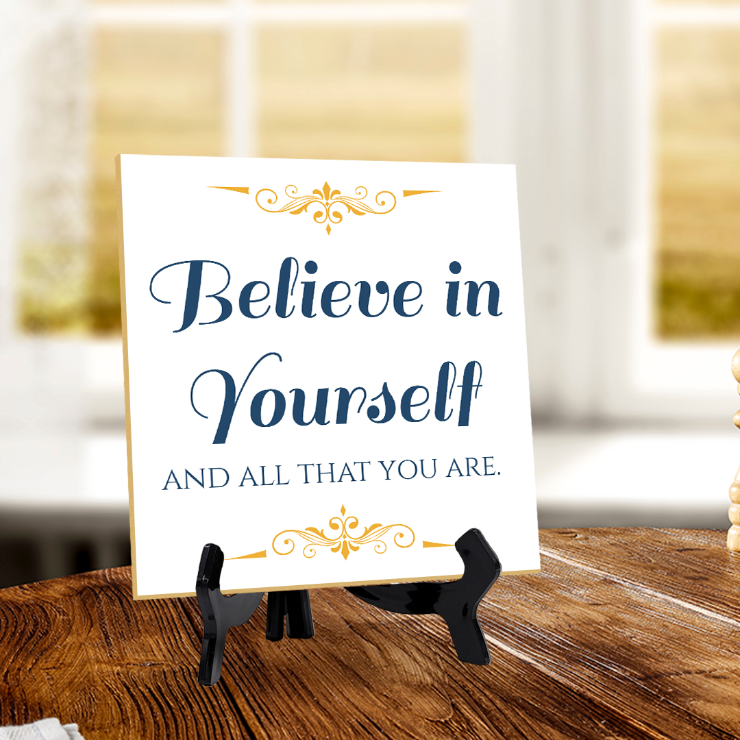Motivations- & Sportdekoration 5"x 5" quadratisches Tischschild mit Acrylstaffelei - Bild 51 von 147