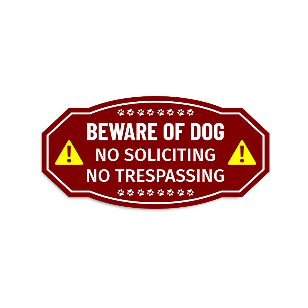 Victorian Plus Beware of Dog No Soliciting No Trespassing Wall or Door Sign
