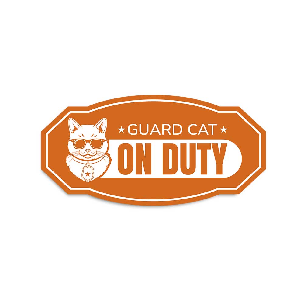 Victorian Plus Guard Cat On Duty Wall or Door Sign | Pet Warning Signage