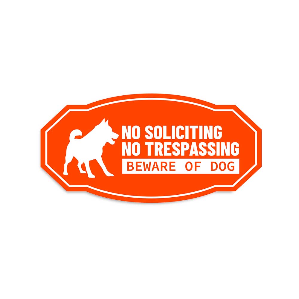 Victorian Plus No Soliciting No Trespassing Beware of Dog Wall or Door Sign