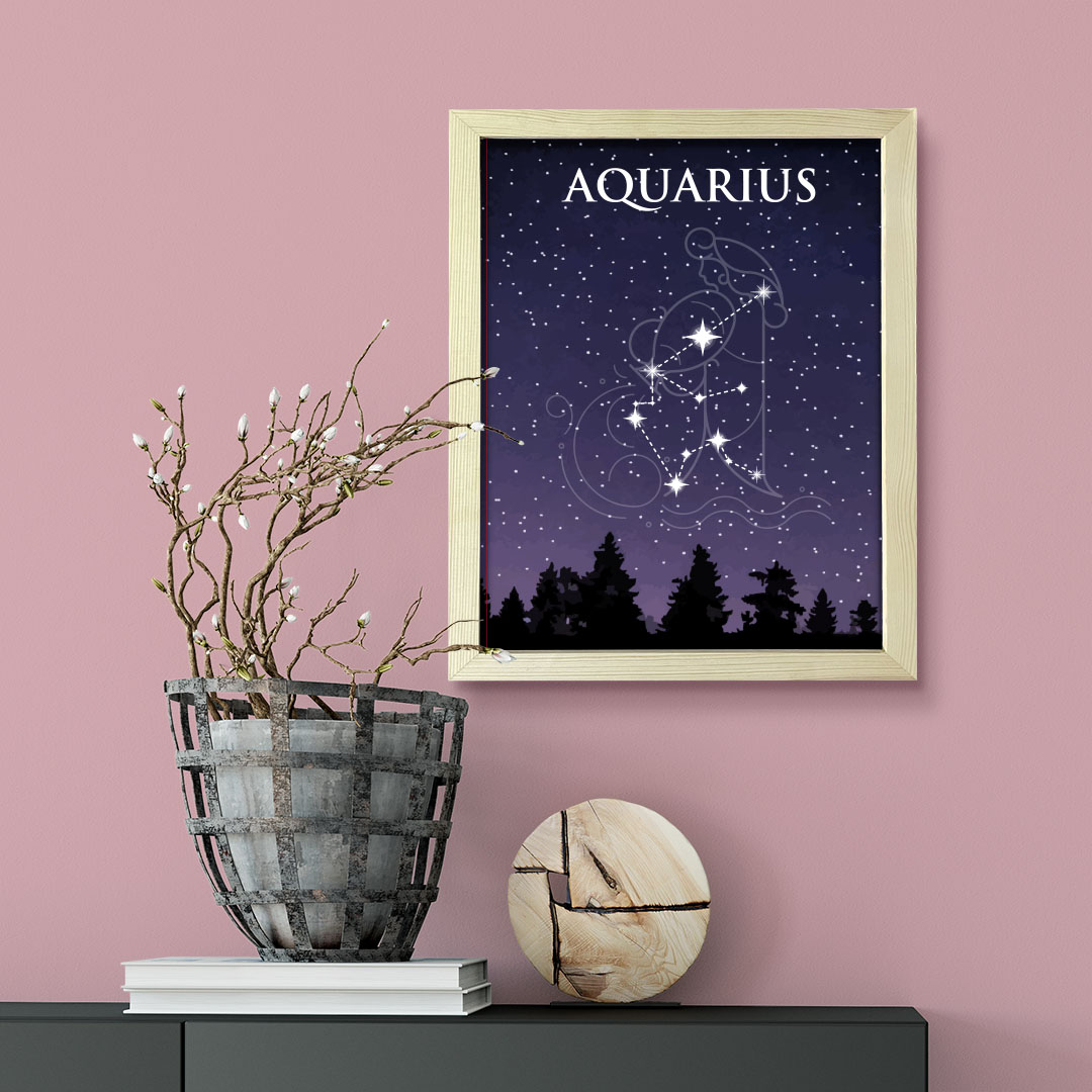Designs ByLITA Aquarius Zodiac Sign Night Sky, Wall Print Art - Picture 14 of 22
