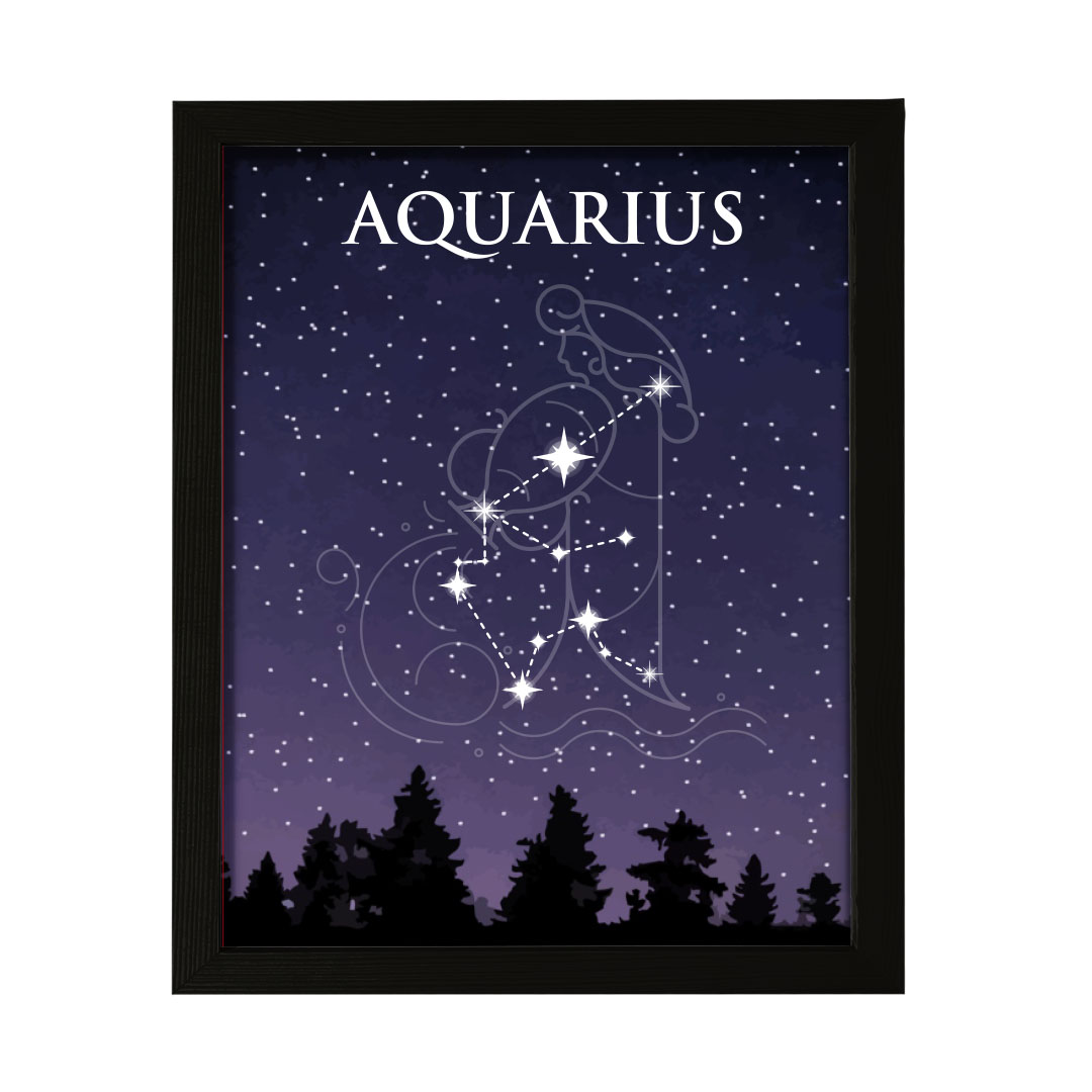 Designs ByLITA Aquarius Zodiac Sign Night Sky, Wall Print Art - Picture 11 of 22