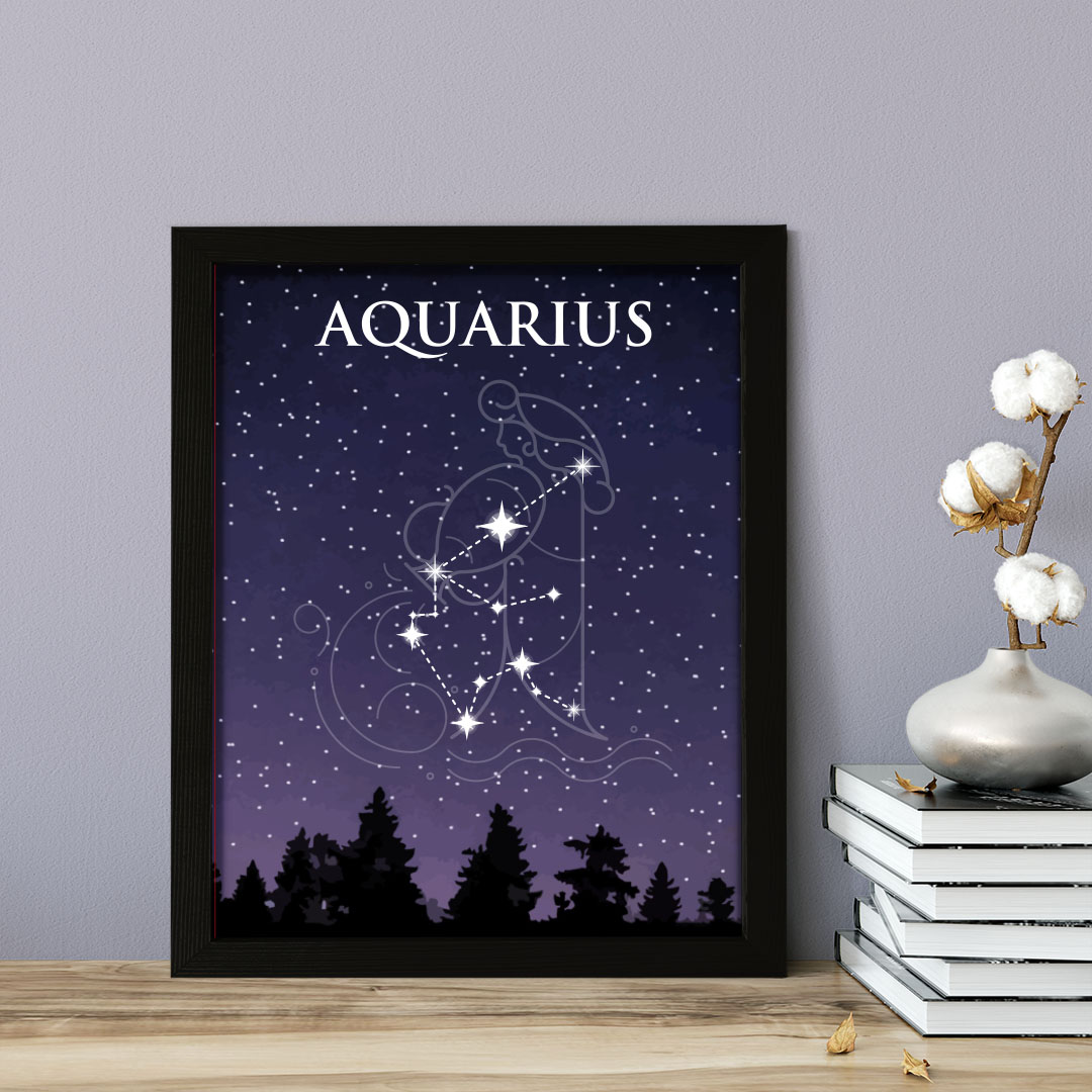 Designs ByLITA Aquarius Zodiac Sign Night Sky, Wall Print Art - Picture 13 of 22