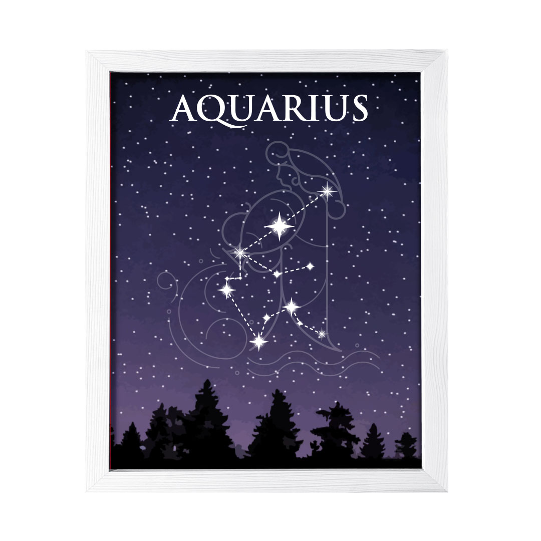 Designs ByLITA Aquarius Zodiac Sign Night Sky, Wall Print Art - Picture 19 of 22