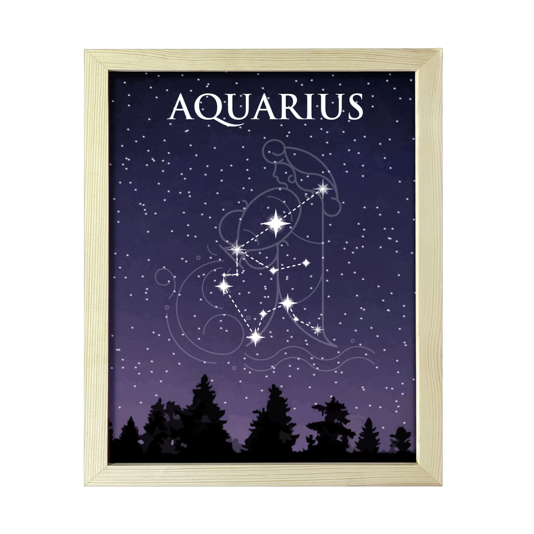 Designs ByLITA Aquarius Zodiac Sign Night Sky, Wall Print Art - Picture 15 of 22