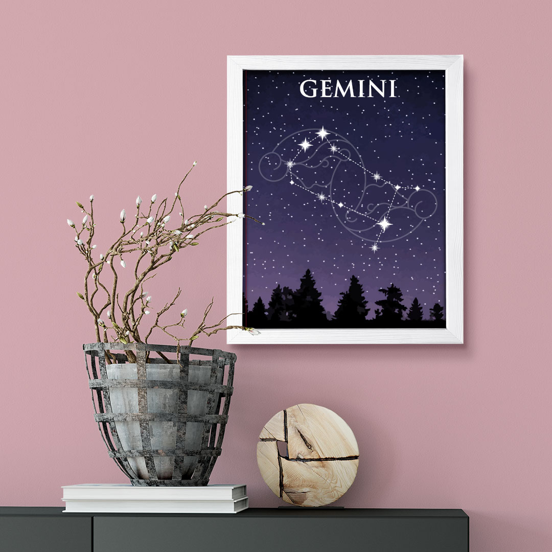 Designs ByLITA Gemini Zodiac Sign Night Sky, Wall Print Art - Picture 14 of 22