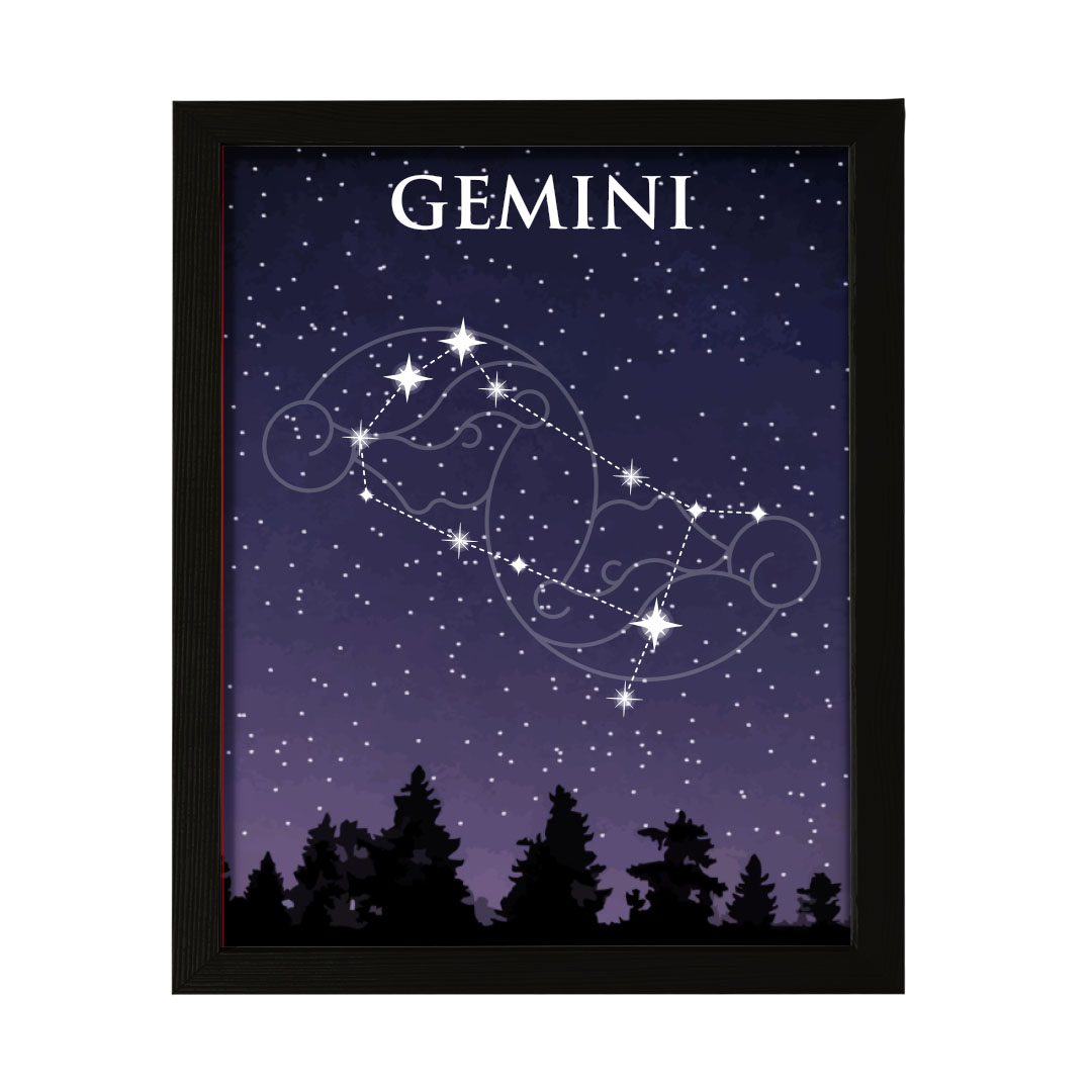 Designs ByLITA Gemini Zodiac Sign Night Sky, Wall Print Art - Picture 7 of 22
